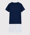 Kinder-Kurzpyjama aus Rippstrick blau MEDIEVAL/grau POUSSIERE