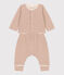 Baby-Set aus Baumwoll-Doppeljersey mit Streifenmuster weiss AVALANCHE/ CINA:AVALANCHE