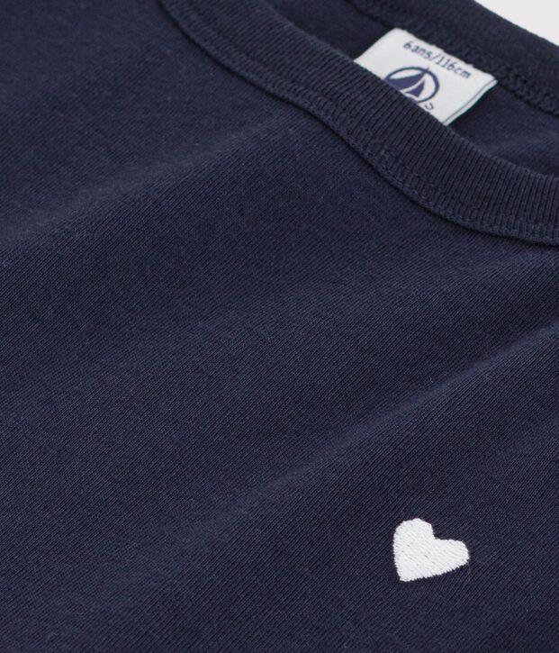 Kurz&auml;rmeliges Kinder-Kleid aus einfarbiger Baumwolle SMOKING