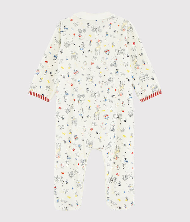 Baby-Strampler aus Nicki f&uuml;r Jungen weiss/vielfarbig