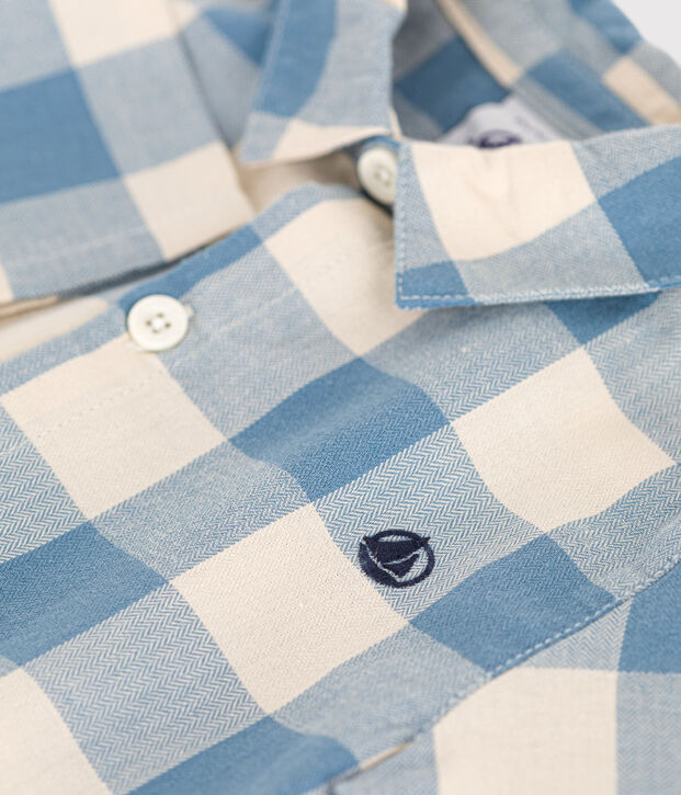 Baby-Hemd aus Flanell blau/naturfarben