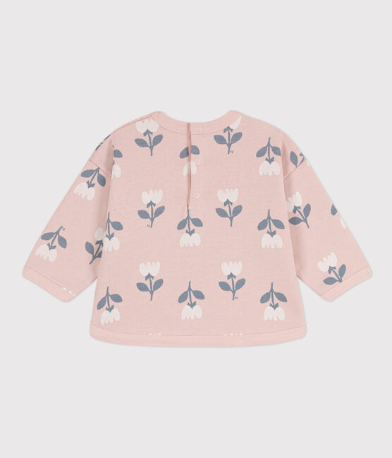 Baby-Sweatshirt aus Molton mit Blumenprint rosa SALINE/weiss MULTICO