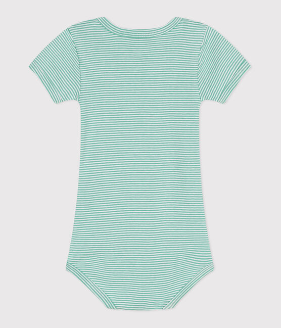 Kurzärmeliger Baby-Body aus Baumwolle mit Print grün ALOEVERA/weiss MARSHMALLOW