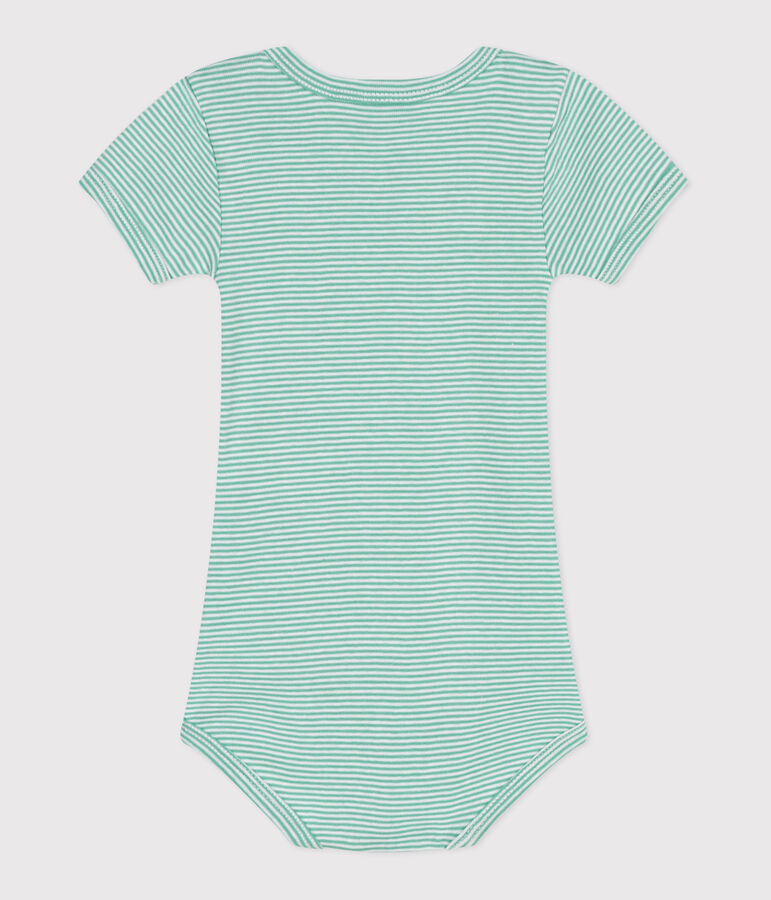 Kurz&auml;rmeliger Baby-Body aus Baumwolle mit Print gr&uuml;n/weiss