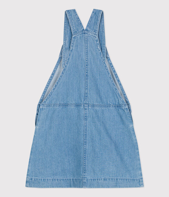Kinder-Latzkleid aus leichtem Denim für Mädchen blau DENIM CLAIR