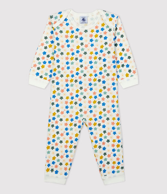 Baby-Strampler ohne Füße aus Baumwolle in Leuchtfarbe weiss MARSHMALLOW/weiss MULTICO