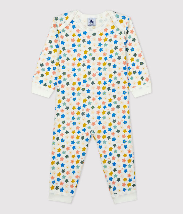 Baby-Strampler ohne F&uuml;&szlig;e aus Baumwolle in Leuchtfarbe weiss/vielfarbig