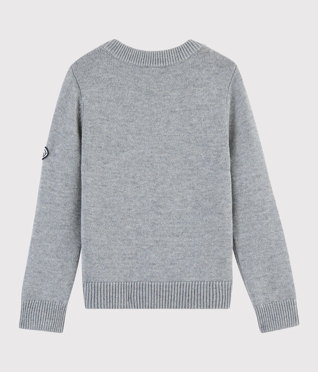 Kinderpullover aus Wolle und Baumwolle grau