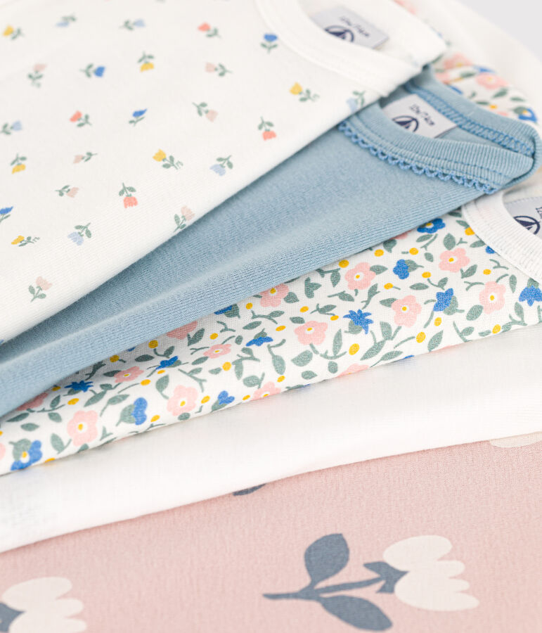 5er-Set lang&auml;rmelige Baby-Bodys aus Baumwolle mit Blumenmotiv vielfarbig