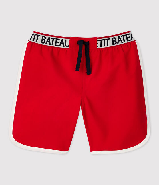 Badeshorts aus recyceltem Material für Jungen rot TERKUIT
