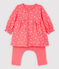 Baby-Kleid mit Leggings aus Doppeljersey aus Bio-Baumwolle, mit Kirschen-Motiv rosa PEACHY/rosa FLEUR