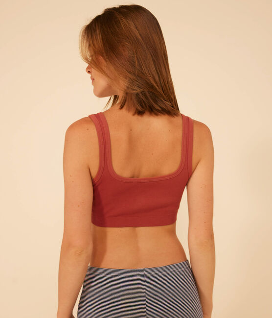 Unifarbenes Damen-Bustier aus Baumwolle und Elastan braun FAMEUX