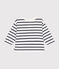 Langärmeliges Baby-T-Shirt aus Baumwolle weiss MARSHMALLOW/blau SMOKING