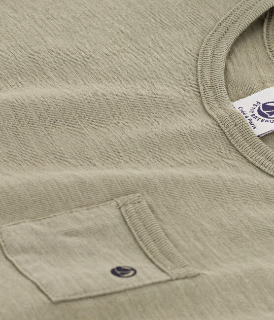 Kurzärmeliges Baby-T-Shirt aus geflammtem Jersey. grün MARECAGE