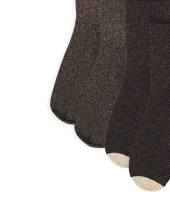 Set Wadensocken für Damen schwarz NOIR/gelb OR