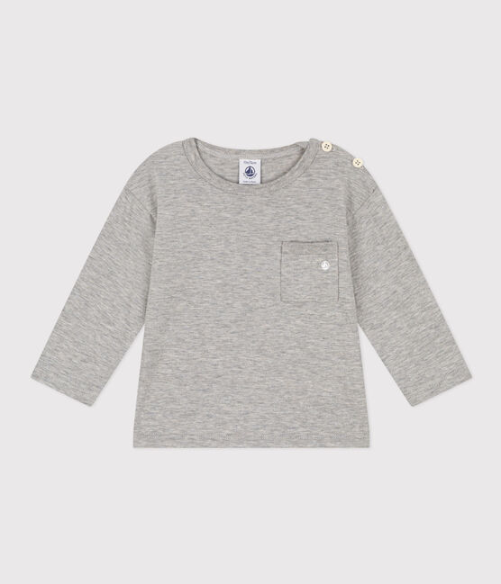 Langärmeliges Baby-T-Shirt aus geflammtem Jersey grau CHATON CHINE