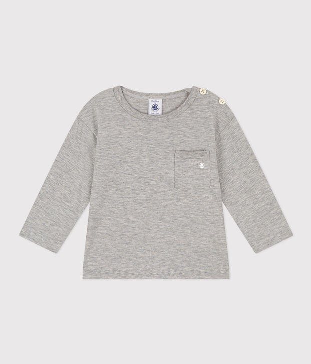 Lang&auml;rmeliges Baby-T-Shirt aus geflammtem Jersey grau