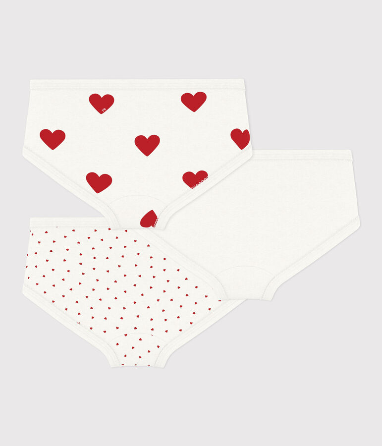 3er-Set Kinder-Slips High-Waist aus Baumwolle mit Herzmotiv vielfarbig
