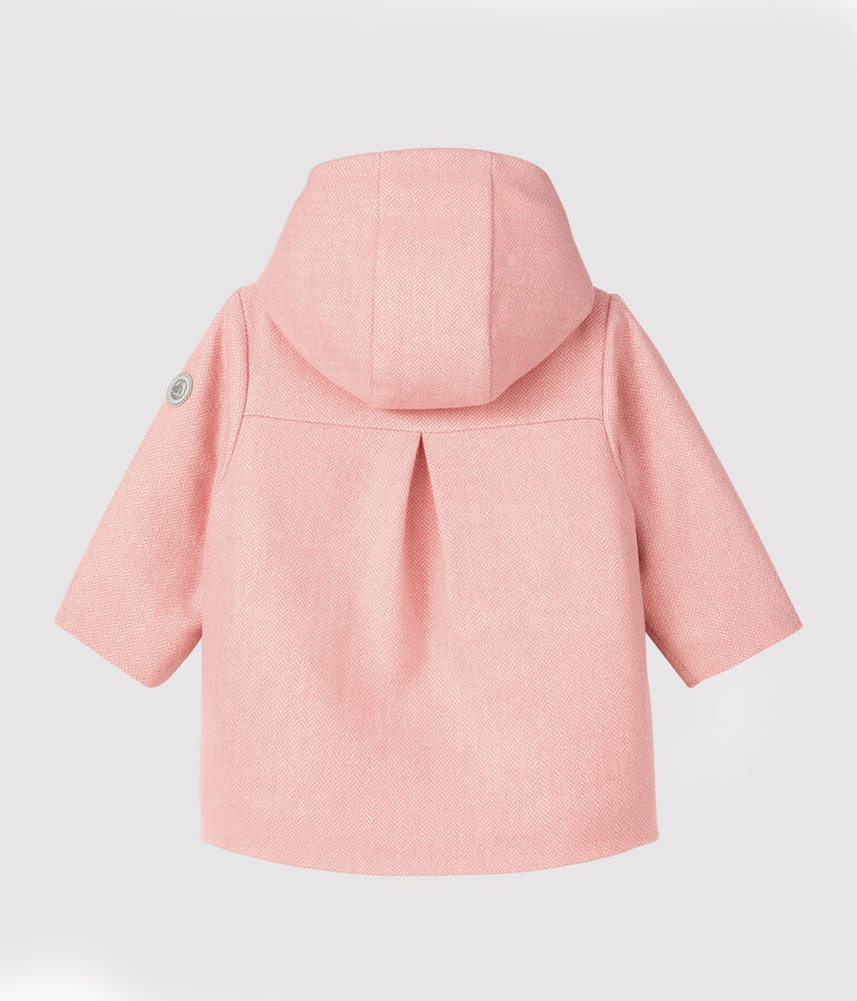 Baby-Mantel f&uuml;r M&auml;dchen aus Wollstoff rosa/weiss