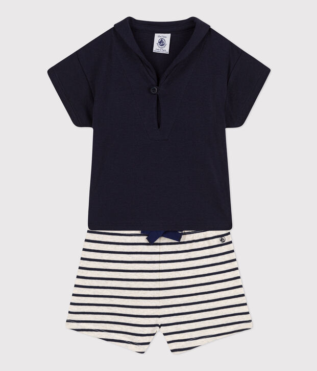 Baby-Set im Matrosenstil blau/beige