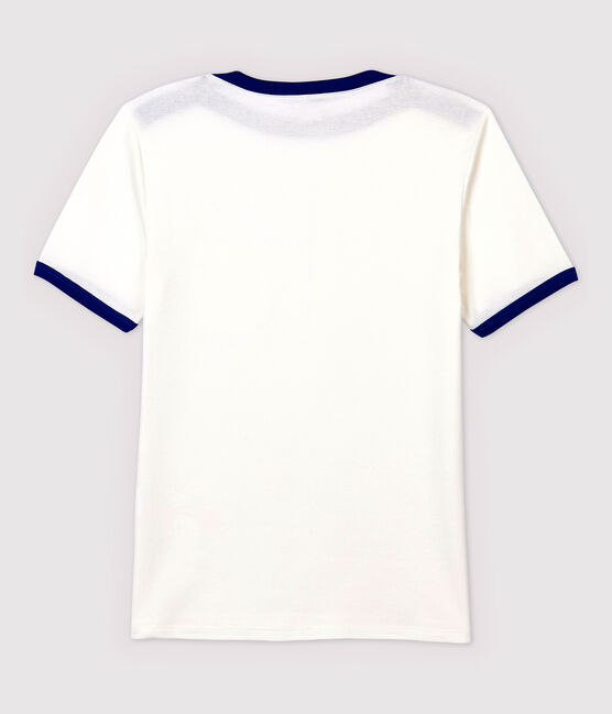 Damen-T-Shirt aus Baumwolle weiss MARSHMALLOW/blau SURF