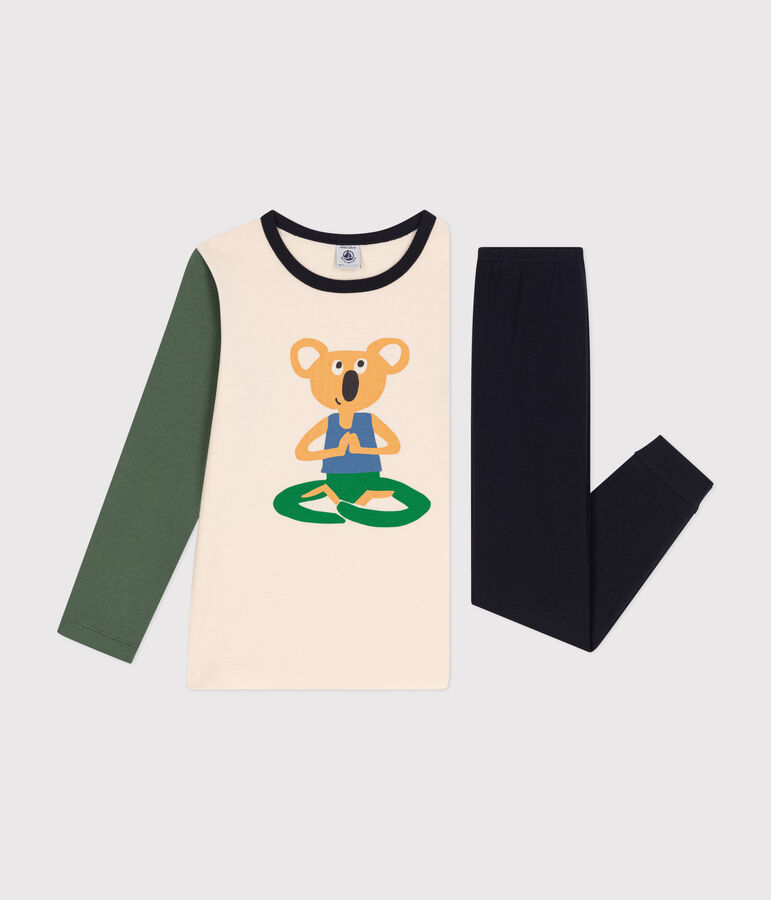 Unifarbener Kinderpyjama aus Baumwolle blau/vielfarbig