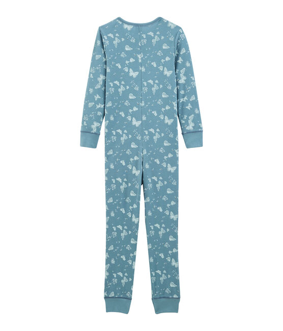 Langer Einteiler aus Baumwolle für kleine Mädchen blau FONTAINE/weiss MARSHMALLOW