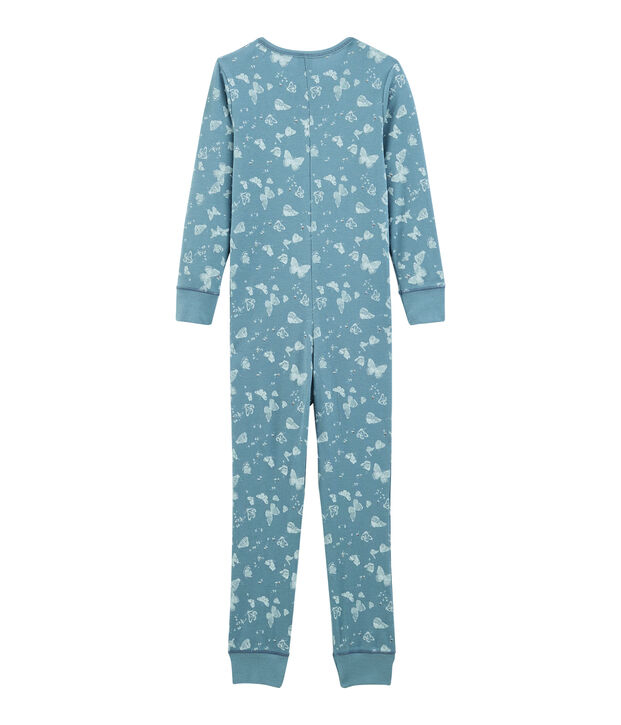 Langer Einteiler aus Baumwolle f&uuml;r kleine M&auml;dchen blau/weiss