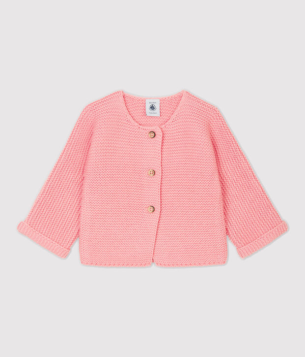 Baby-Cardigan aus Wolle und Baumwolle rosa