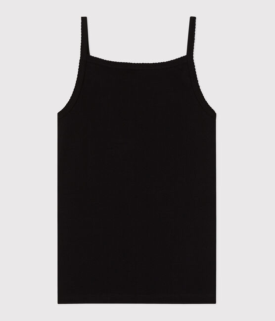 Damen-Tanktop aus einfarbiger Baumwolle schwarz NOIR