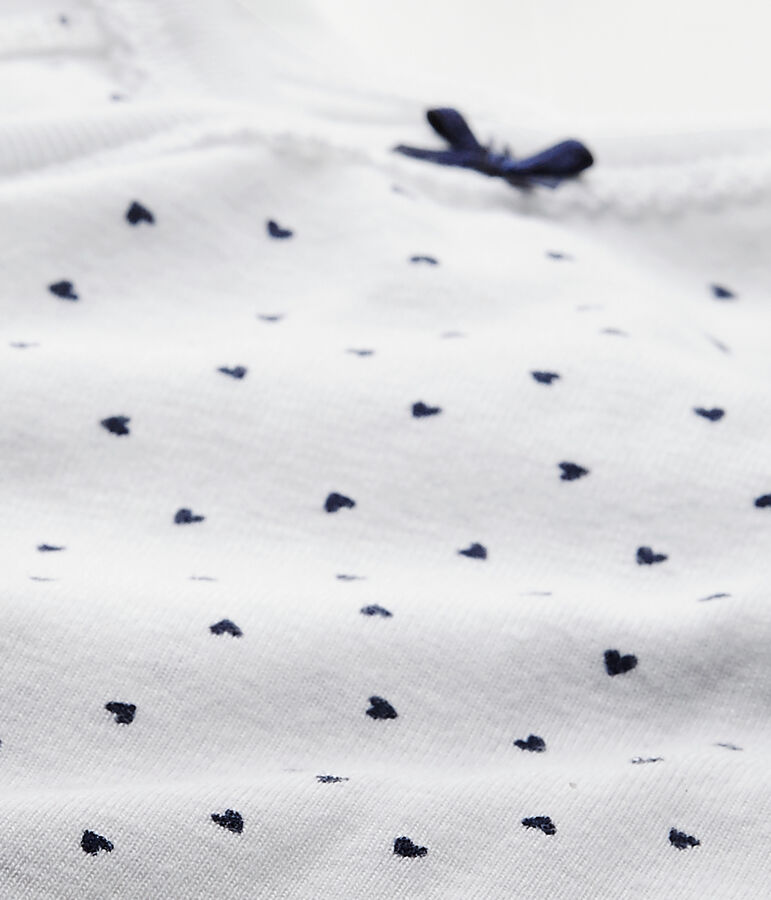 Lang&auml;rmeliger Baby-M&auml;dchen-Wickelbody mit Print weiss/blau