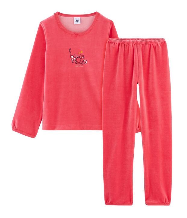 Samt-Pyjama f&uuml;r M&auml;dchen rot