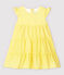 Kurzärmeliges, gestreiftes Baby-Kleid aus Seersucker für Mädchen gelb SHINE/weiss MARSHMALLOW