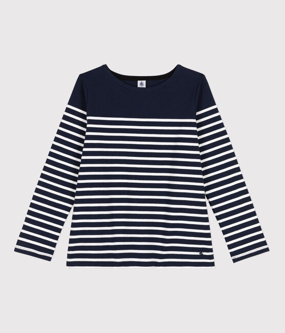 Klassisches Baumwoll-Streifenshirt für Damen blau SMOKING/weiss MARSHMALLOW