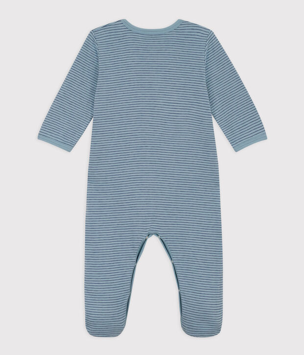 Gestreifter Strampler aus Doppeljersey blau/blau/blau