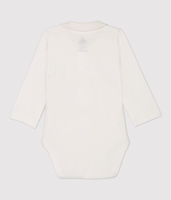 Weißer Baby-Body mit Kragen aus Bio-Baumwolle weiss MARSHMALLOW