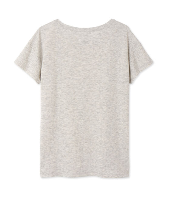 Meliertes Damen-Maxishirt aus extrafeinem, gedoppeltem Jersey grau BELUGA CHINE