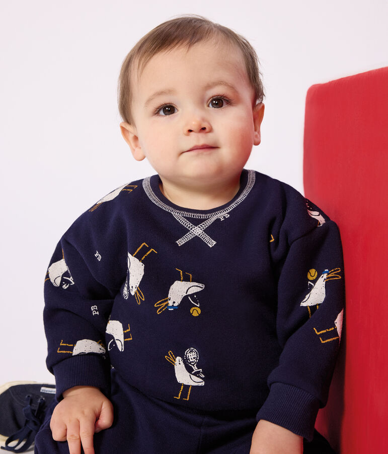 Baby-Kapuzensweatshirt aus Baumwolle mit M&ouml;wenmotiv blau/vielfarbig