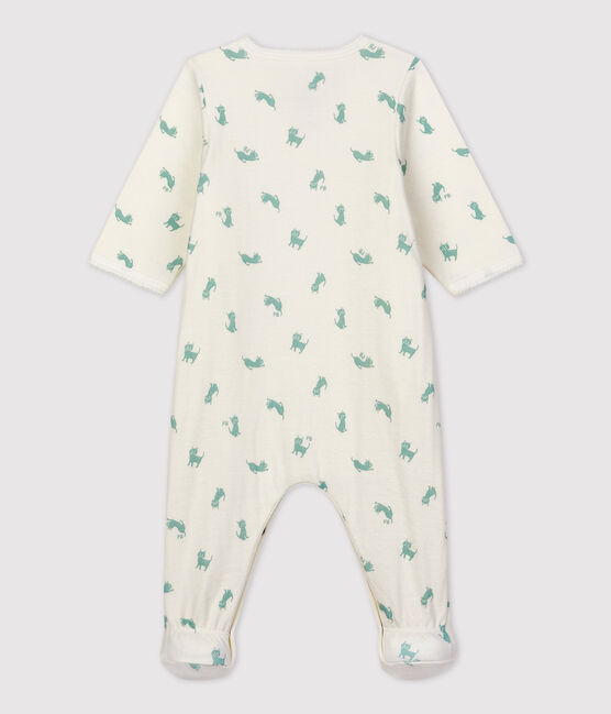 Baby-Bodyjama aus Bio-Baumwolle weiss MARSHMALLOW/ HERBIER