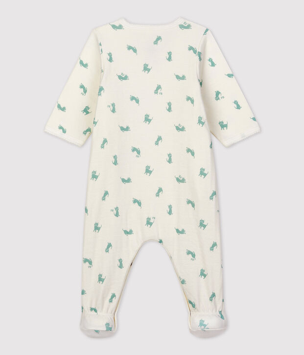 Baby-Bodyjama aus Bio-Baumwolle weiss/gr&uuml;n