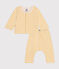 2-teiliges Baby-Set aus aufgerautem Molton gelb AVALANCHE/weiss DAISY