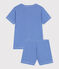 Kinder-Kurzpyjama aus Baumwolle mit Streifen blau PERSE/weiss MARSHMALLOW