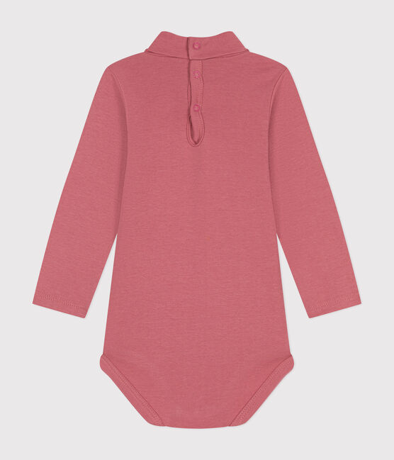 Langärmeliger Baby-Body aus Baumwolle mit Rollkragen rosa ROSEWOOD