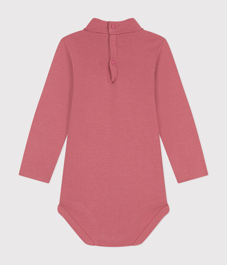 Lang&auml;rmeliger Baby-Body aus Baumwolle mit Rollkragen rosa