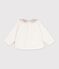 Baby-Sweatshirt aus einfarbiger Baumwolle mit gemustertem Kragen MILK