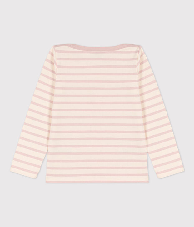 Kinder-Streifenshirt aus Baumwolle f&uuml;r M&auml;dchen / Jungen naturfarben/rosa