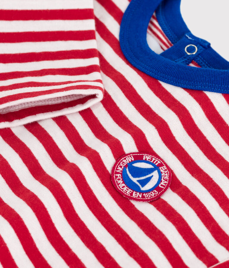 Lang&auml;rmeliges Baby-T-Shirt aus Baumwolle mit Streifen rot/naturfarben