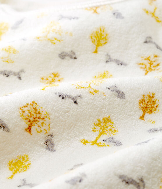 Baby-Strampler aus angerautem, extra warmem Bouclé-Frottier für Jungen weiss MARSHMALLOW/weiss MULTICO
