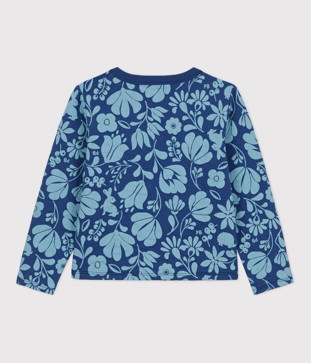 Bedruckter Kinder-Cardigan aus gestepptem Doppeljersey f&uuml;r M&auml;dchen blau/blau
