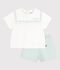 2-teiliges Baby-Set aus Baumwolle/Leinen, Oberteil mit Matrosenkragen weiss/blau